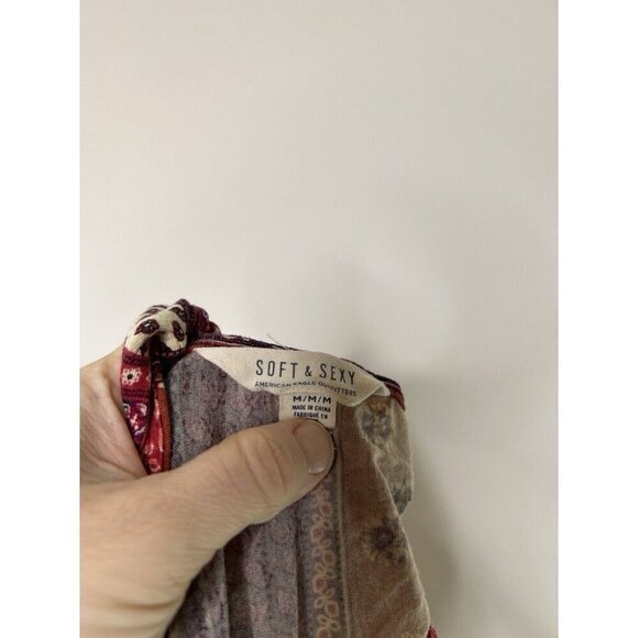 American Eagle Women Soft & Sexy Boho Floral Side Slit Maxi Dress Size Medium - Picture 8 of 10